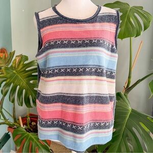 Striped Sleeveless Knit Top Liz Claiborne Vintage Top